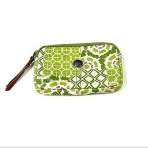 Vintage Fossil Women’s Key Fob Credit Card Holder Leather Green Boho #2265